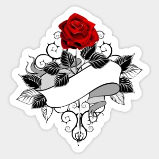 Red Rose with Ribbon Sticker